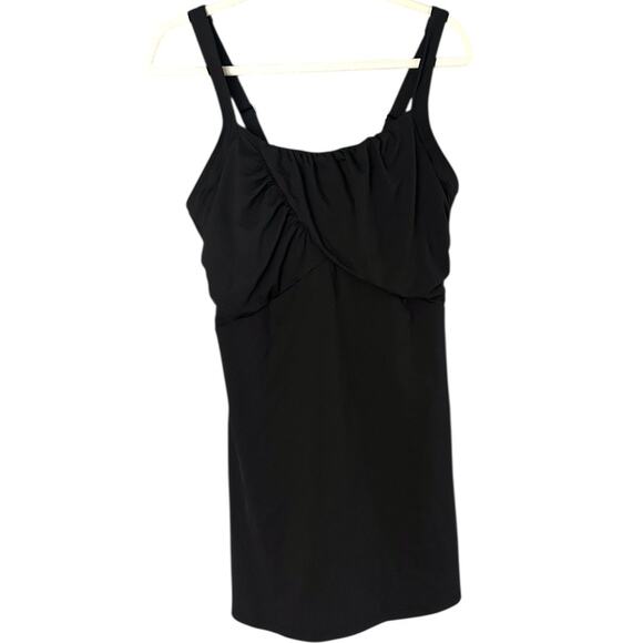 Lands' End Twist Front Swim Dress Women's 14D Black Underwire Adjustable Strap - Picture 1 of 6